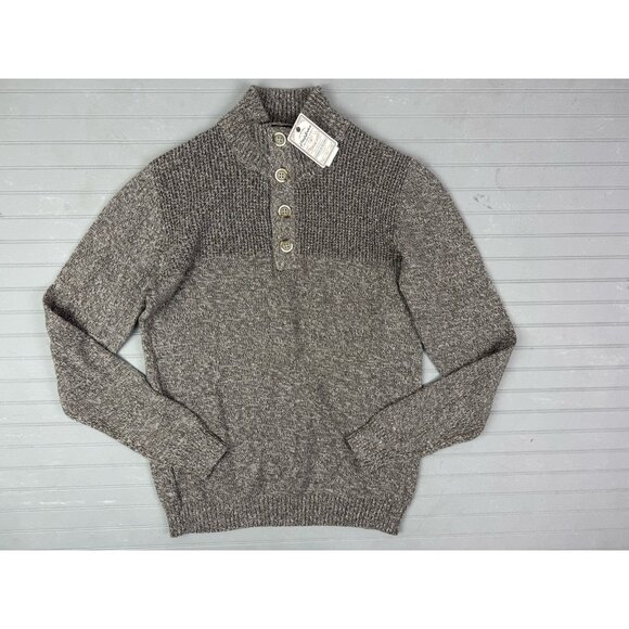 Flag & Anthem Size S Mens Sweather Brown Heather 1/4 Button Front Pullover - Picture 1 of 4